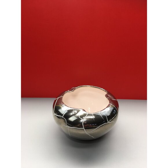 Vintage Cracked Metallic Bronze Copper Trinket Candle Holder Decorative - Picture 2 of 11